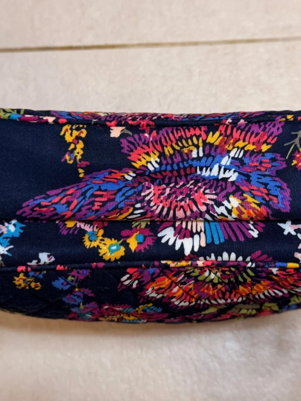 Vera Bradley Navy Blue Toiletry Bag Floral Pattern Dual Pockets Carry Handle